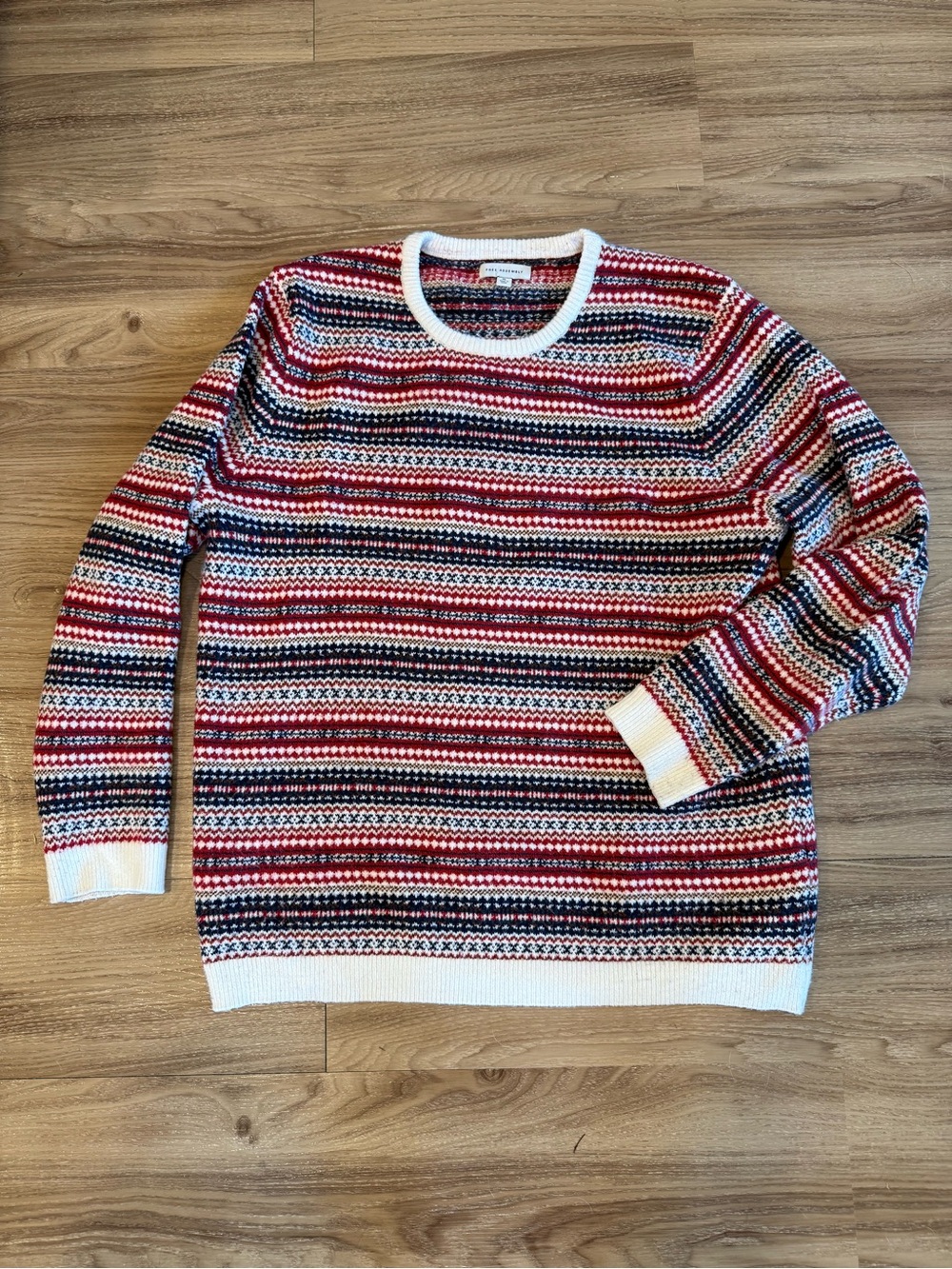 Men's Striped Crewneck Sweater - Red, Navy & White